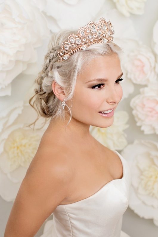 Rose Gold Tiara Swarovski Crystals bridal Crown Buy online store for weddings and birthday crowns.