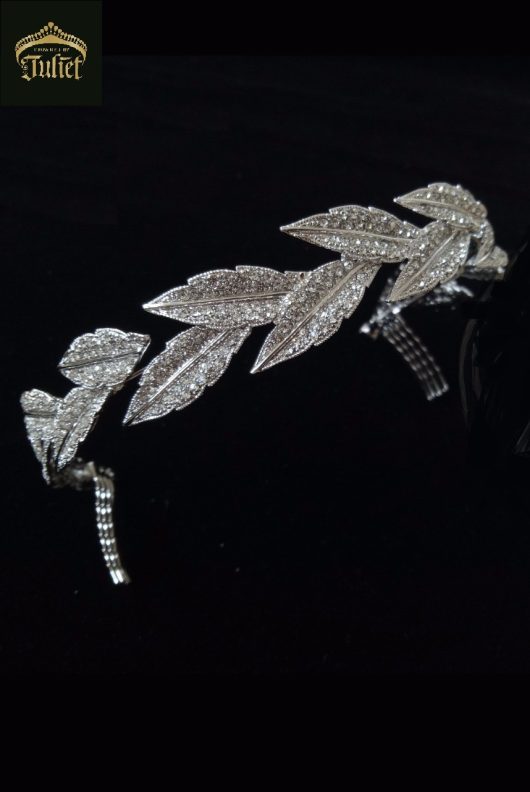 Helena bridal Headpiece | Silver leaves hairpiece online