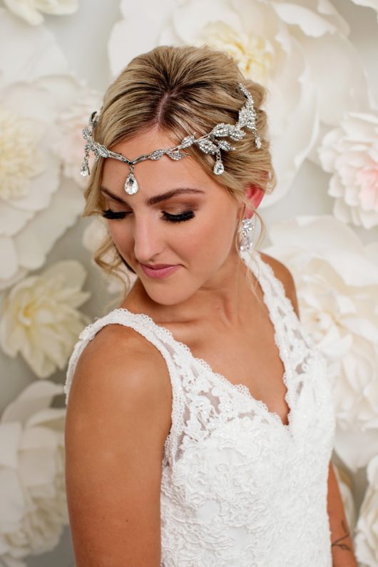 Esperance Bridal Headpiece | Prom low bun hairpiece | Forehead jewelry