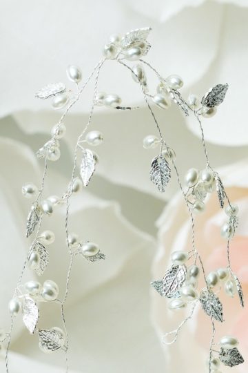 Silver Hair Vine with Pearls and leaves | Wedding Halo online