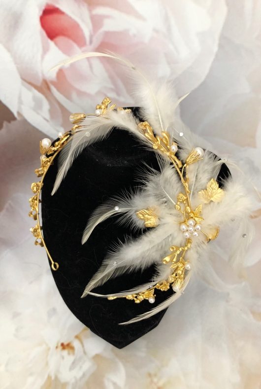 MARISSA Feather Headband l Bridal Gold Headpieces Canada l Buy Headbands online