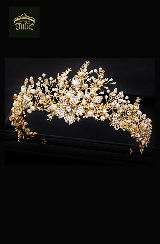 MONTEBELLO Gold Tiara l Bridal Headpieces Store Canada l Wedding Tiaras Sale