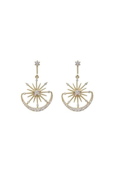 Celestial Earrings | Star and Moon Earrings Headpiece Bridal