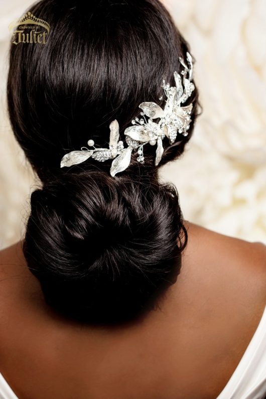 Luxury Bridal Headpiece | Silver Pearl Crystal Hair Accessories