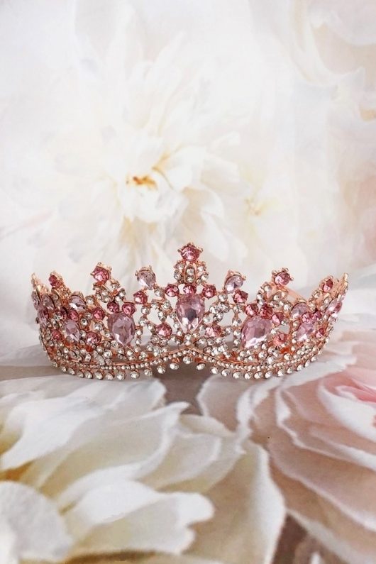 BALLERINA PINK Bridal Crown | Rose Gold Bridal Tiaras Online | Buy Pink Crown Canada