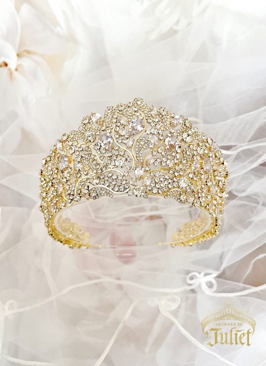 Pageant Crown | Large Gold Tiara | Bridal Toronto Wedding Hair Accessories