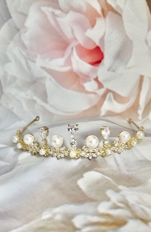 KARENA Pearl Tiara | Princess Crown Canada | Pearl Headpieces Online Sale