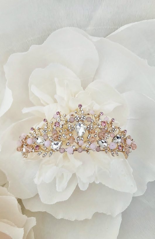 Zaria Wedding Tiara | Wedding Halo Toronto | Pink Headpieces Sale online