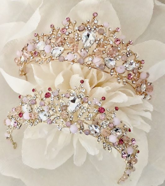 Zaria Bridal Crown | Pink Bridal Crown Canada | Wedding Headpieces Online