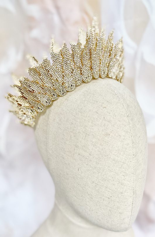 Swarovski tiara gold crown large headpiece pageant quince online