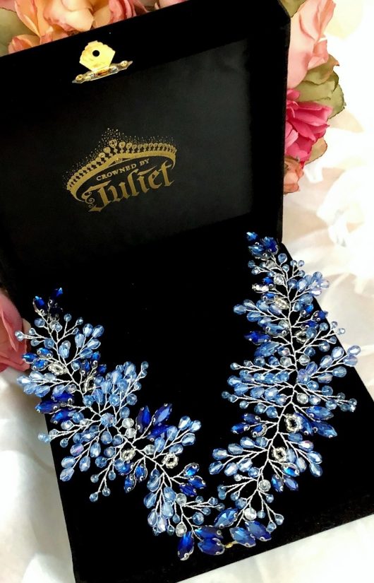 Rideau Blue Bridal Accessories | Online Blue Crystal Comb | Canada Wedding