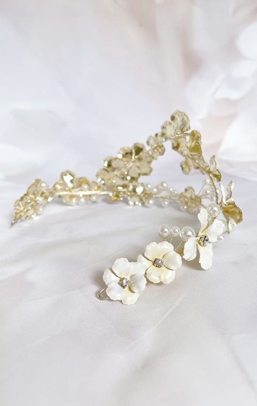 Willow tiara Inside | Gold Ivory Headpiece | Bridal Vintage Boho