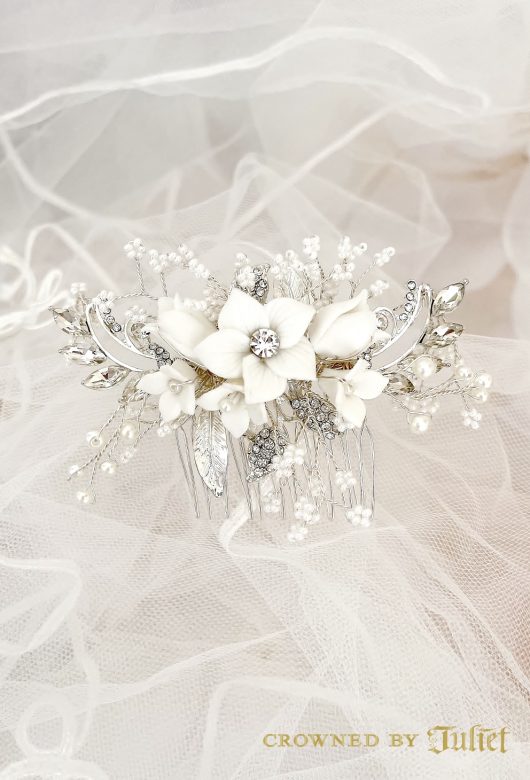 Loretta Bridal Comb | Online Wedding Porcelain Hair Accessories | Calgary Bride