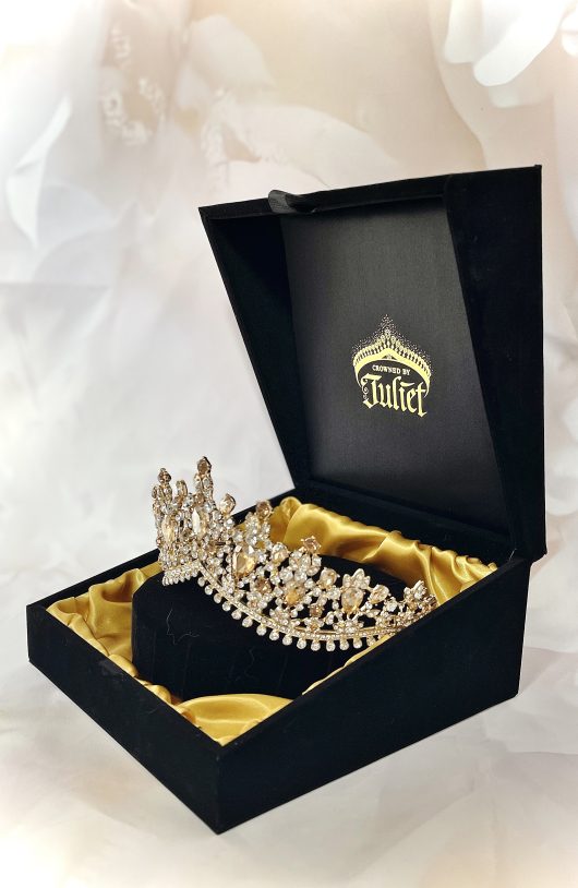 Yellow Crown Topaz tiara in velvet gift box