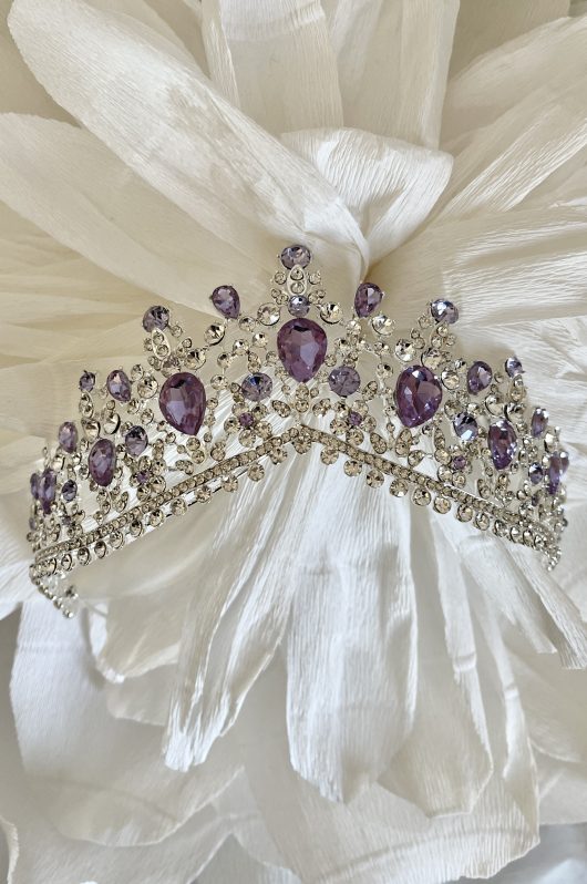 Silver Purple Tiara Ballerina Birthday Crown Bridal Hairpieces