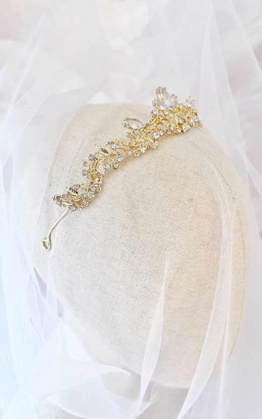 Kathleen gold crystal tiara small crown